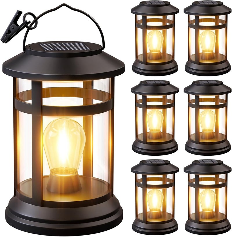 NFEVER Solar Lanterns Outdoor Waterproof: 6 Pack Hanging Solar Lights for Outside Patio Porch Garden Tabletop Decor - Bright LED Warm White Solar Powered Lighting - 2025 Gardening Lovers Mom Gifts - Image 1